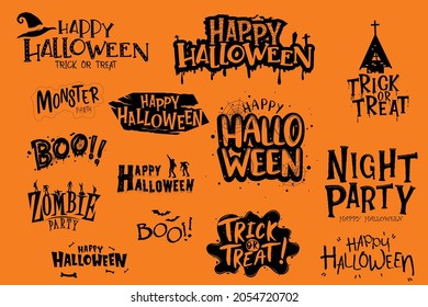  Modern and stylish hand drawn lettering. Quote. Horror. Boo. Text banner or background for Halloween Party Night.