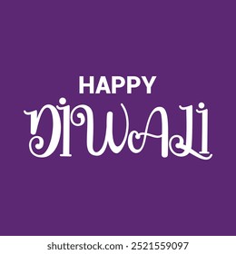 modern stylish Happy Diwali text vector with white font color and purple background, Happy Diwali text design, Happy Diwali cursive font design, Diwali Festival, event, marketing, designing
