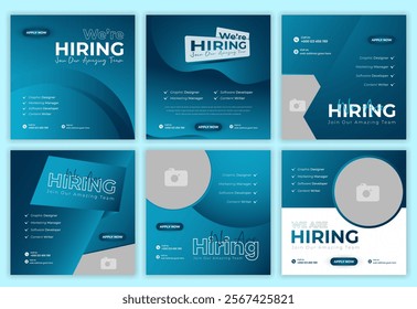 Modern and stylish hiring square banner template for social media posts. Social Media Layouts for Hiring Purposes. We are looking for a job vacancy square web banner design vector.