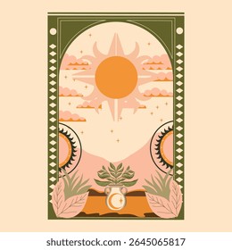 modern stylish illustration in boho country style. for printing on clothes or fabric