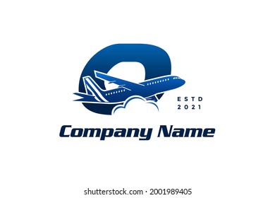 Modern and Stylish illustration logo design initial O combine with plane.