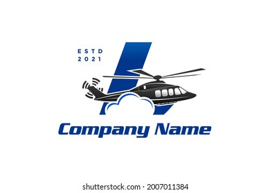 Diseño inicial del logotipo de la ilustración moderna y elegante L Helicopter.