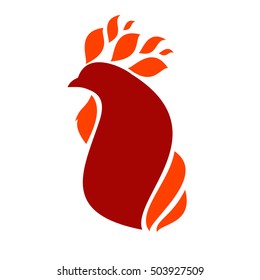 Modern stylish illustration of red rooster. Symbol new 2017 year. Mockup inspiration for prints, advertising, business, web design. Vector illustration.
