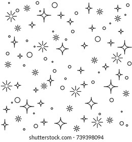 Modern stylish linear design with stars. Seamless vector pattern