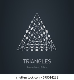 Modern stylish logo. Abstract Up arrow logotype. Lowpoly mesh. Design element with triangles and rhombus. Vector logotype template. Grid structure.