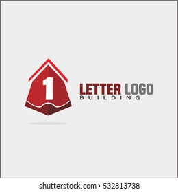 Modern and stylish logo design of 1 in vector for construction, home, real estate, building, property etc. House letter logo template.