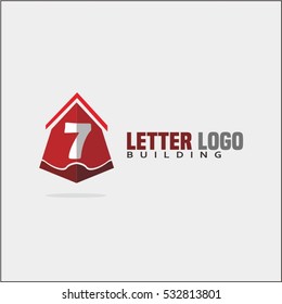 Modern and stylish logo design of 7 in vector for construction, home, real estate, building, property etc. House letter logo template.