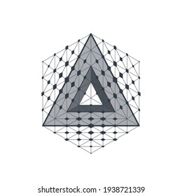 Logo moderno y elegante. Elemento de diseño con cuadrados, triángulos y rombos. Plantilla de logotipo vectorial. Estructura de cuadrícula.