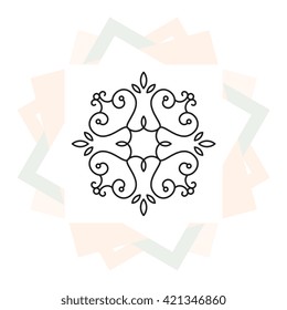 Modern stylish logo design element in thin line style. Trendy vector template. Ecology, natural concept of alternative medicine, eco friendly product. 