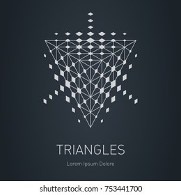 Modern stylish logo. Design element with squares, triangles and rhombus. Grid structure. Vector logotype template