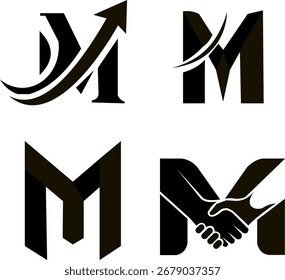 Modern and stylish logo design featuring the initial “M” with a creative professional look.