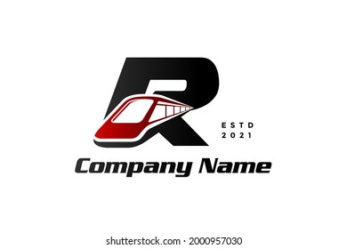 Modern and Stylish logo design initial R combine with train. 