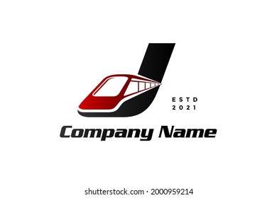 Modern And Stylish Logo Design Initial J Combine With Train. 