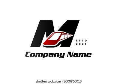 Modern and Stylish logo design initial M combine with train. 