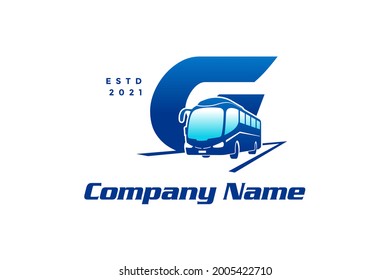 Modern and Stylish logo design initial G combine with Bus.