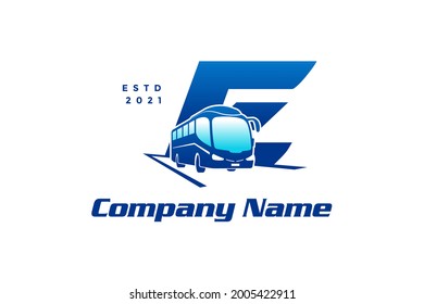 Modern and Stylish logo design initial E combine with Bus.