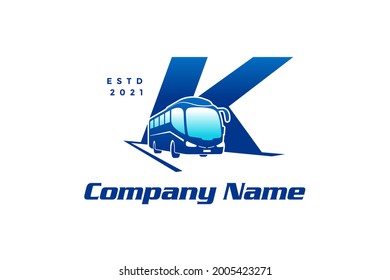 Modern and Stylish logo design initial K combine with Bus.
