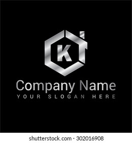 Modern and stylish logo design of K in vector for construction, home, real estate, building, property etc.