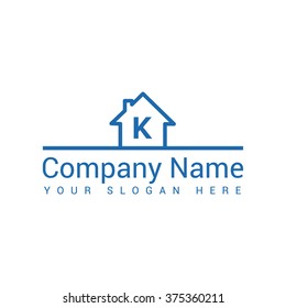 Modern and stylish logo design of  K  in vector for construction, home, real estate, building, property etc.