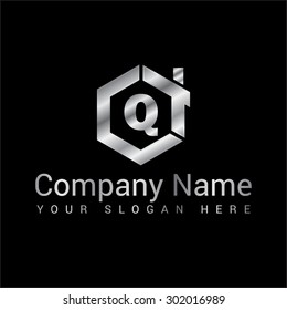 Modern and stylish logo design of Q in vector for construction, home, real estate, building, property etc.