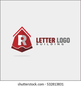 Modern and stylish logo design of R in vector for construction, home, real estate, building, property etc. House letter logo template.