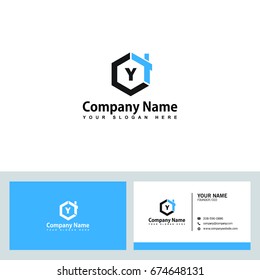 Modern and stylish logo design in vector for construction, home, real estate, building, property etc with visiting card design.