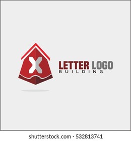 Modern and stylish logo design of X in vector for construction, home, real estate, building, property etc. House letter logo template.