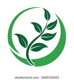 A modern and stylish logo featuring a green leaf integrated into a circular design, representing sustainability, eco-friendliness, and nature. 