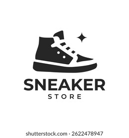 A modern and stylish logo featuring a sneaker with a shining effect, perfect for sneaker shops, footwear brands, or sports apparel stores aiming for a fresh, trendy look.