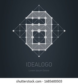 Modern stylish logo with letter A. Lowpoly Design element with squares, triangles and rhombus. Vector logotype template.