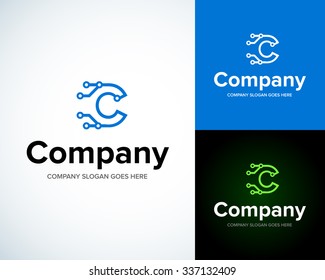 Modern stylish logo with letter C. Business Technology vector logotype design template. Creative concept icon. Corporate company identity.