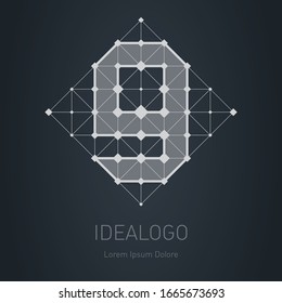 Modern stylish logo with letter g or number nine. Design element with squares, triangles and rhombus. Vector Lowpoly logotype template.
