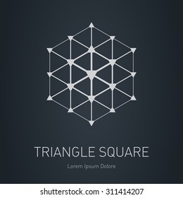 Modern Stylish Logo. Lowpoly Mesh. Design Element With Cubes, Triangles And Hexagons. Vector Logotype Template. Grid Structure.