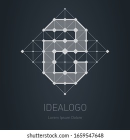 Modern stylish low poly logo with number 2. Low-poly Design element with squares, triangles and rhombus. Vector Lowpoly logotype template.