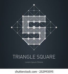 Modern stylish low poly logo with letter S or number five. Low-poly Design element with squares, triangles and rhombus. Vector Lowpoly logotype template.