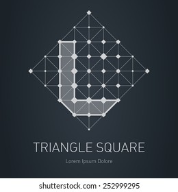 Modern stylish low poly logo with letter L. Low-poly Design element with squares, triangles and rhombus. Vector Lowpoly logotype template.