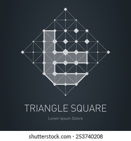 Modern stylish low poly logo with letter T. Low-poly Design element with squares, triangles and rhombus. Vector Lowpoly logotype template.