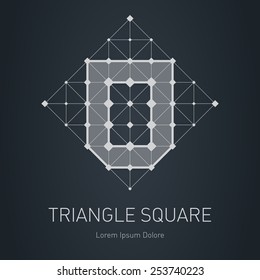 Modern stylish low poly logo with letter O. Low-poly Design element with squares, triangles and rhombus. Vector Lowpoly logotype template.