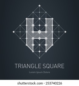 Modern stylish low poly logo with letter H. Low-poly Design element with squares, triangles and rhombus. Vector Lowpoly logotype template.