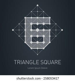 Modern stylish low poly logo with number six. Low-poly Design element with squares, triangles and rhombus. Vector Lowpoly logotype template.