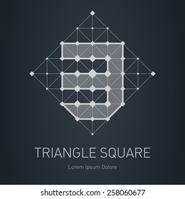 Modern stylish low poly logo with number three. Low-poly Design element with squares, triangles and rhombus. Vector Lowpoly logotype template.