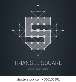 Modern stylish low poly logo with letter S or number 5. Low-poly Design element with squares, triangles and rhombus. Vector Lowpoly logotype template.