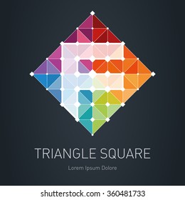 Modern stylish low poly logo with letter F. Low-poly Design element with squares, triangles and rhombus. Vector Lowpoly logotype template.