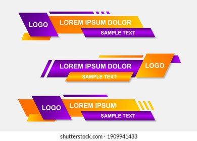 Modern stylish lower third banner template design. Graphic set of Broadcast News Lower Thirds Banner for Television. Vector video headline title
