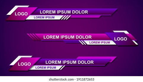 Modern stylish lower third banner template design. Graphic set of Broadcast News Lower Thirds Banner for Television. Vector video headline title. Vector illustrator