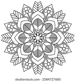 modern and stylish mandala design for coloring book, creative and trendy mandala art for henna design, wall art
