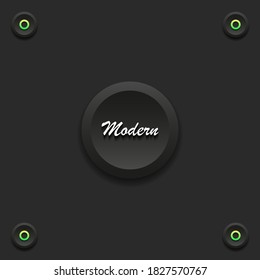 Modern stylish matt buttons with lettering and neon yellow-green circles