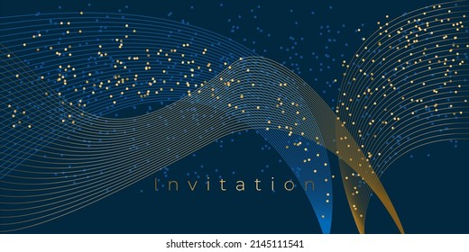 Modern stylish minimal background in gold and navy blue color. Vector template for card, header, invitation, poster, social media, post publication.
