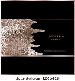 Modern and stylish minimal design. Copper glossy background. Metallic texture. Bronze metal. Rose quartz pattern. Luxury sparkling background for holiday designs birthday, wedding, invitation card