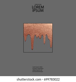 Modern and stylish minimal design. Copper glossy background. Metallic texture. Bronze metal. Trendy template for holiday designs, party, birthday, wedding, invitation, web banner card